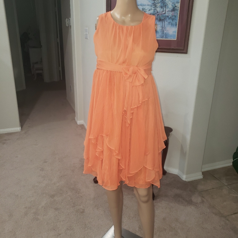 Kiki L tiered chiffon layers sleeveless midi